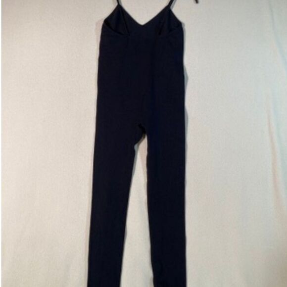 Bodysuit Blk Full Length Bodycon Seamless Jumpsuit Workout Yoga Onepiece Unitard - Picture 2 of 8